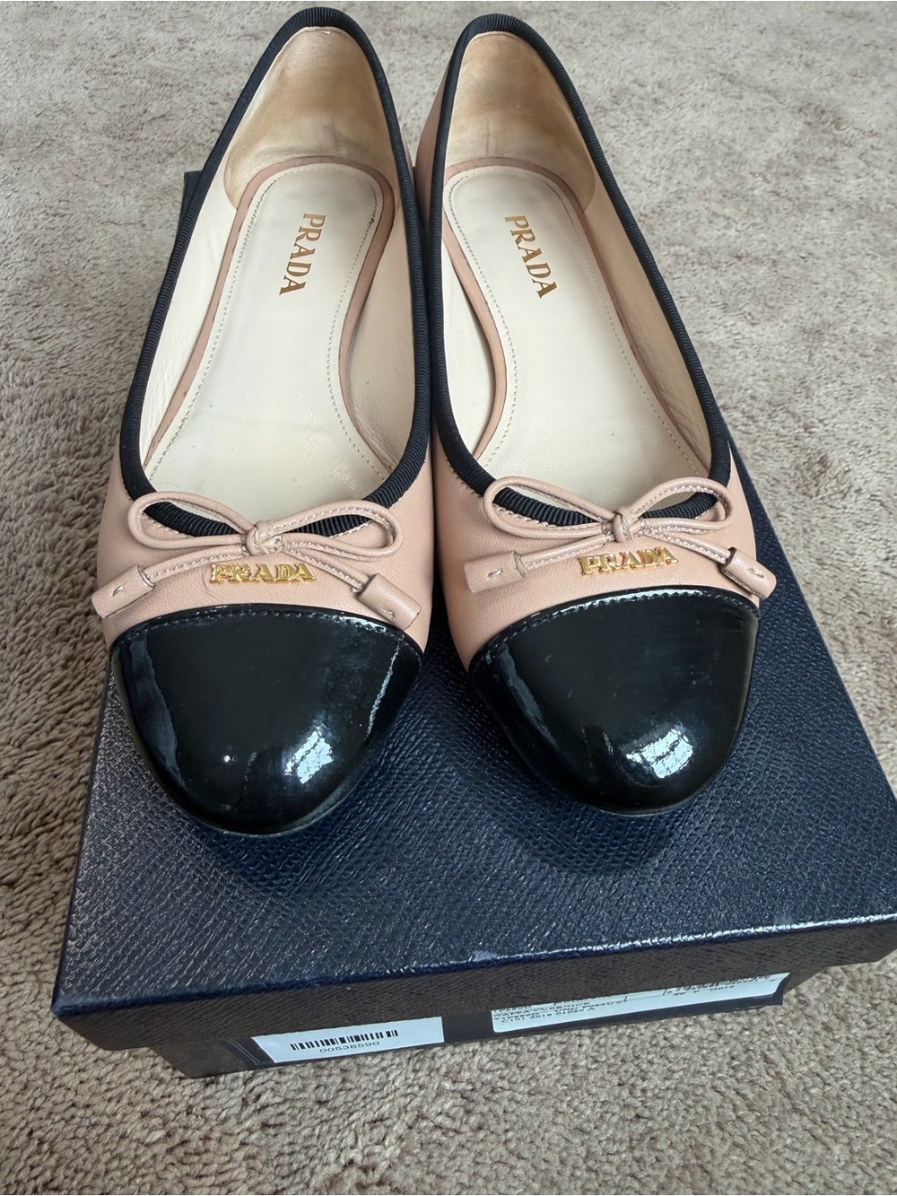Prada Women's Two-Tone Ballet Flats - Black & Nude - Picture 2 of 8
